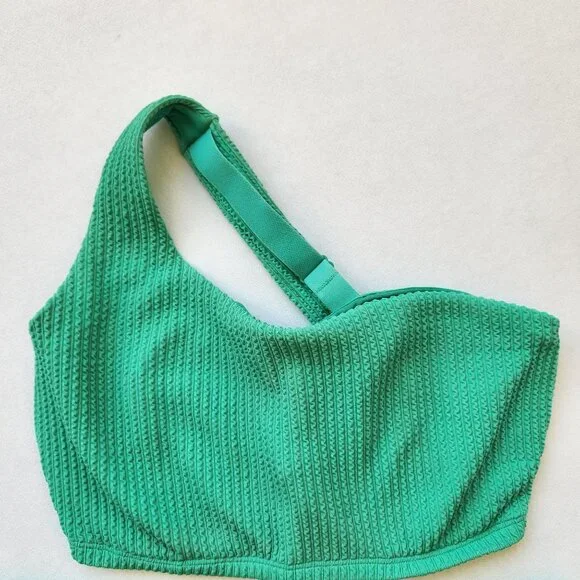 Bravissimo Textured Green Bikini Set One Shoulder Top Summer Pool Beach Swim - Picture 2 of 7
